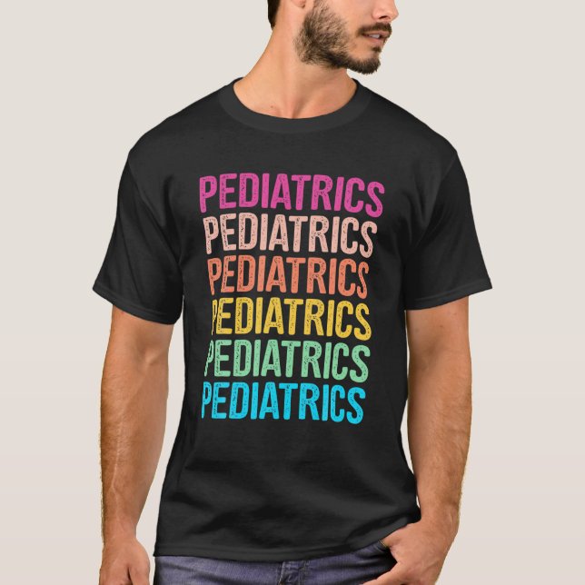 Camiseta Pediatria Retro Rainbow Para Pediatra, PEDS Nu (Frente)