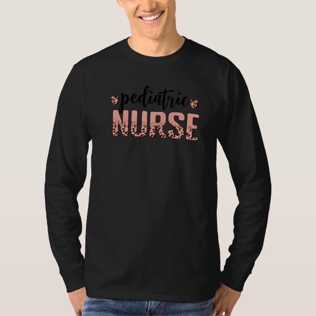 Camiseta Pediatric Nurse Leopard Print Nursing School Women (Frente)