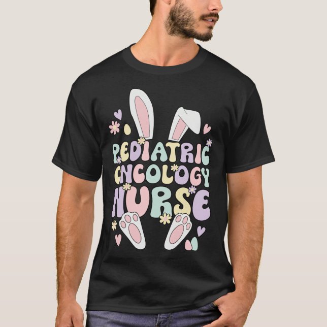 Camiseta Pediatric Onc Nurse Easter Bunny Ped Oncology East (Frente)