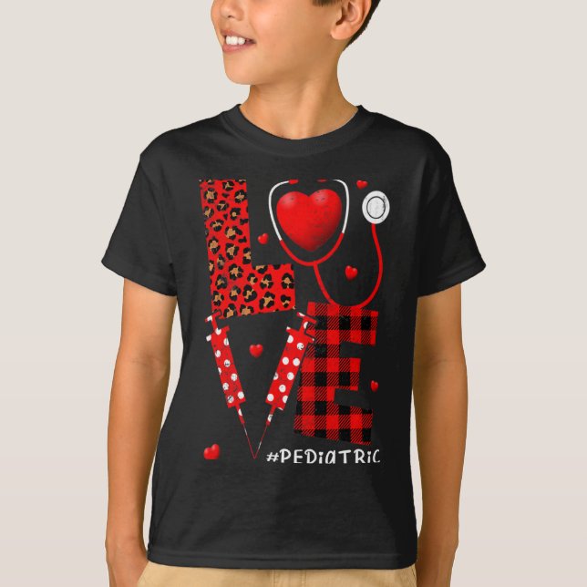 Camiseta Pediatric Peds Nurse Valentines Day Love Heart Ste (Frente)