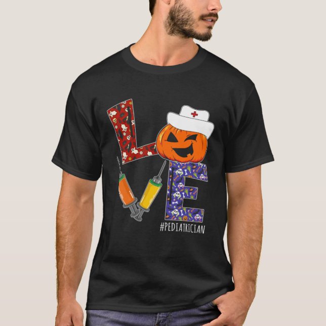 Camiseta Pediatrician Nurse Love Nurse Life Halloween Pumpk (Frente)