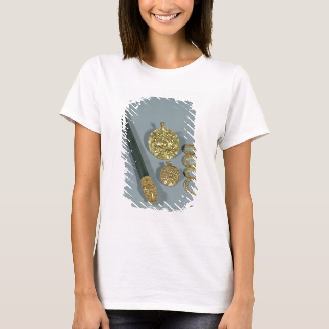 Camiseta Pedra branca e anéis com decoração granulada, Su (Frente)