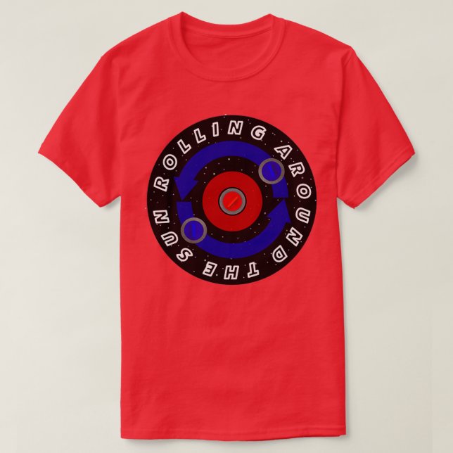 Camiseta Pedra Curling rolando como a órbita da Terra27s (Frente do Design)