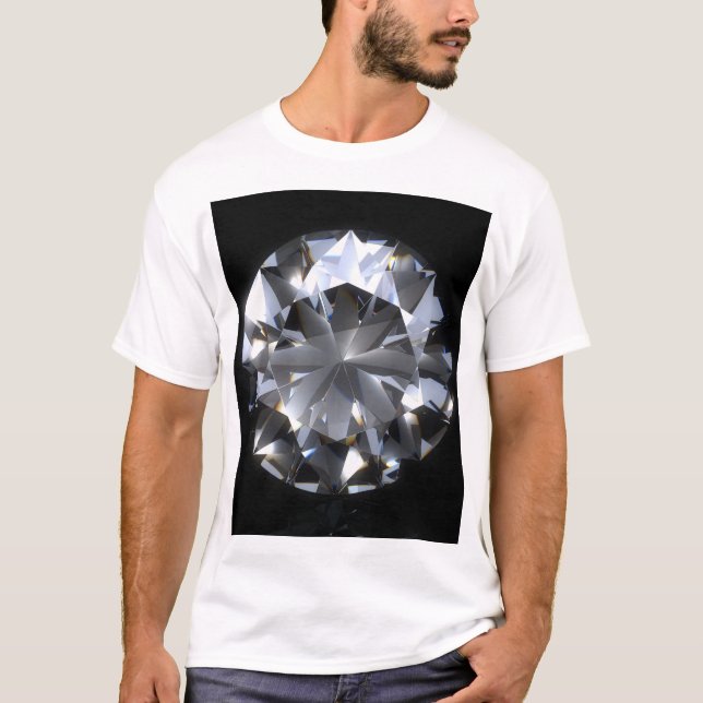 Camiseta Pedra de diamante: faísca do espaço negro. (Frente)