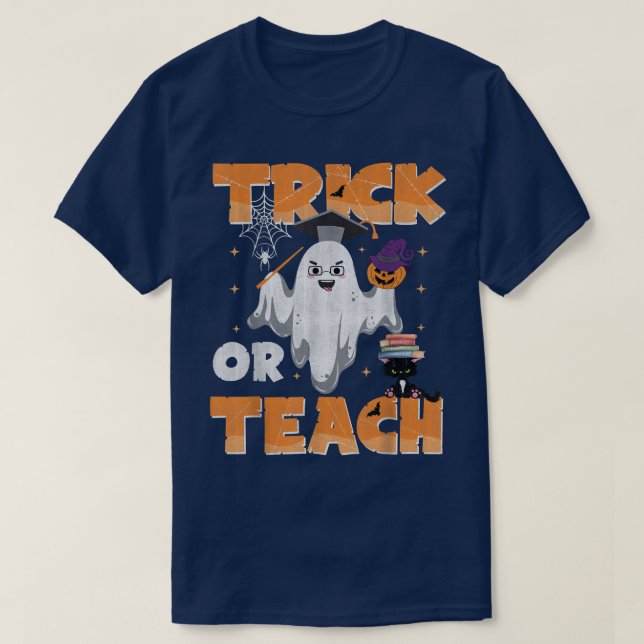 Camiseta Pedra De Halloween Ou Professora De Ensino Louco (Frente do Design)