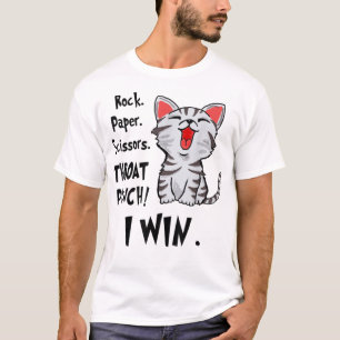 Camiseta Pedra De Papel De Pedra A Garganta I Ganha Gato F