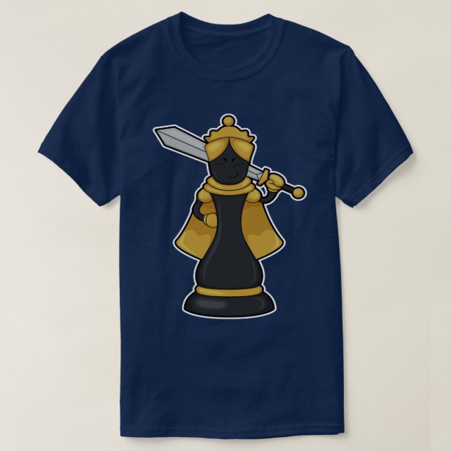 Camiseta Pedra de xadrez no xadrez com espada (Frente do Design)