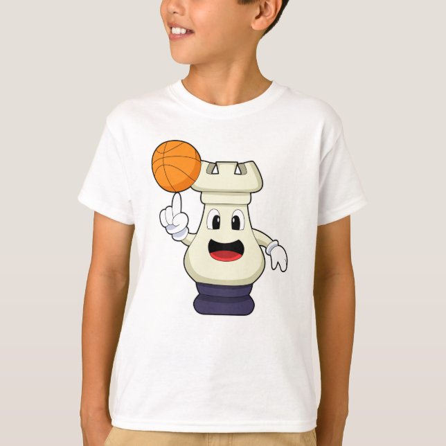 Camiseta Pedra de xadrez Rook no basquetebol (Frente)