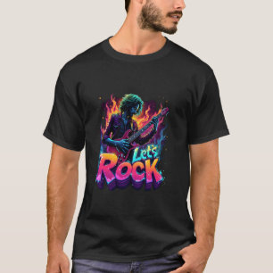 Camiseta Pedra E Rolha Esqueleto Gráfico De Mão Deixa Rock