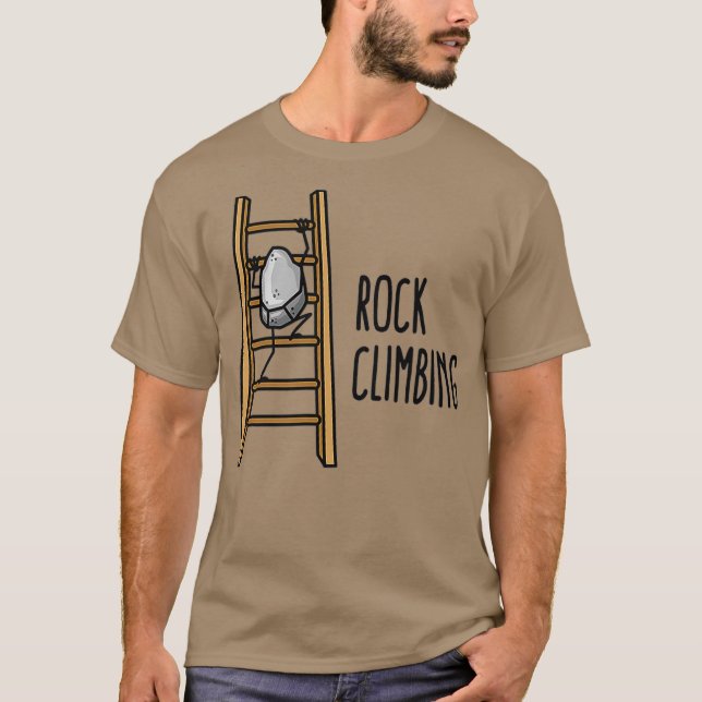 Camiseta Pedra Engraçada Escalando Pedra Escalada (Frente)