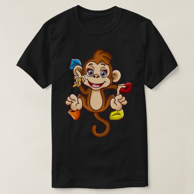 Camiseta Pedra Engraçada Subindo Macaco Subindo Pedra (Frente do Design)