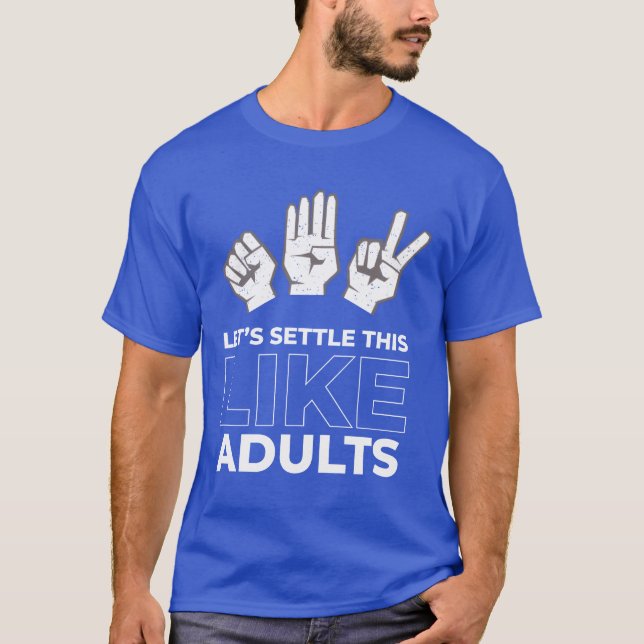 Camiseta Pedra Papel Tesoura Como Adultos retrô (Frente)
