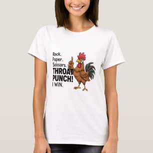 Camiseta Pedra, Papel, Tesoura de Galo, Soco na Garganta,
