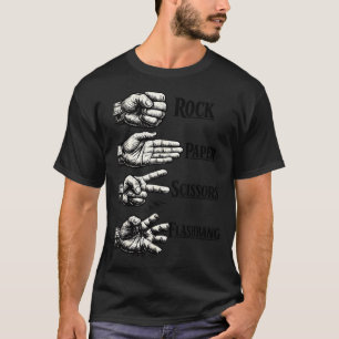 Camiseta Pedra papel tesoura flashbang comédia jogador meme