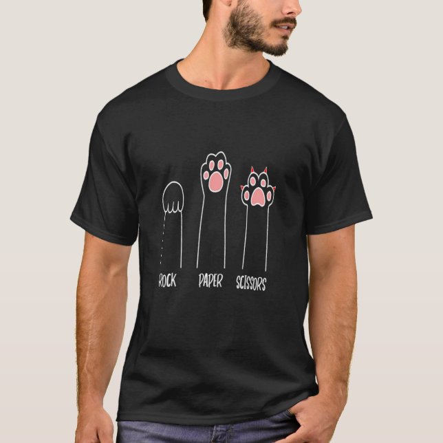 Camiseta Pedra Papel Tesoura Gato (Frente)