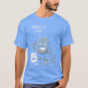 Camiseta Pedra Papel Tesoura Kawaii Quer Jogar Novamente