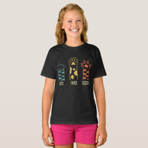 Camiseta Pedra Papel Tesoura Pata de Gato Engraçado