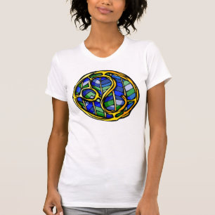 Camiseta Pedra preciosa azul símbolo colorido de Leo