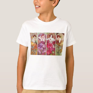Camiseta Pedras preciosas e flores, Alphonse Mucha