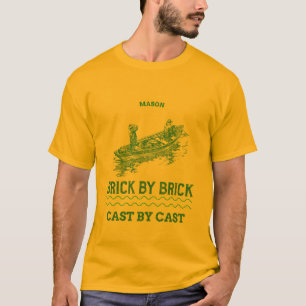 CAMISETA PEDREIRO TIJOLO POR TIJOLO FUNDE POR FUNDE PESCA