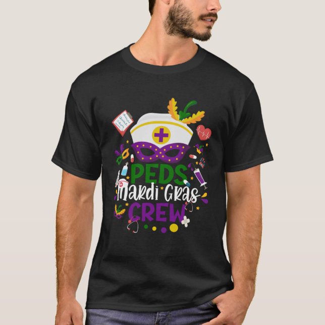 Camiseta PEDS Mardi Gras Enfermeira Tripulação Mardi Gras P (Frente)