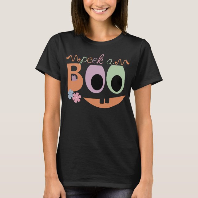 Camiseta Peek-a-Boo Halloween Jack-o-lantern (Frente)