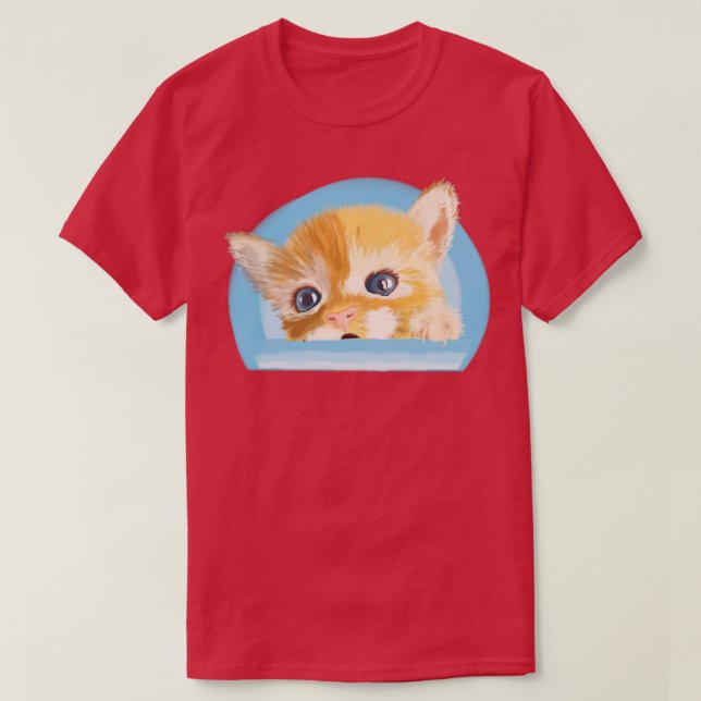 Camiseta Peek, uma pequena e bonita arte de Kitty (Frente do Design)