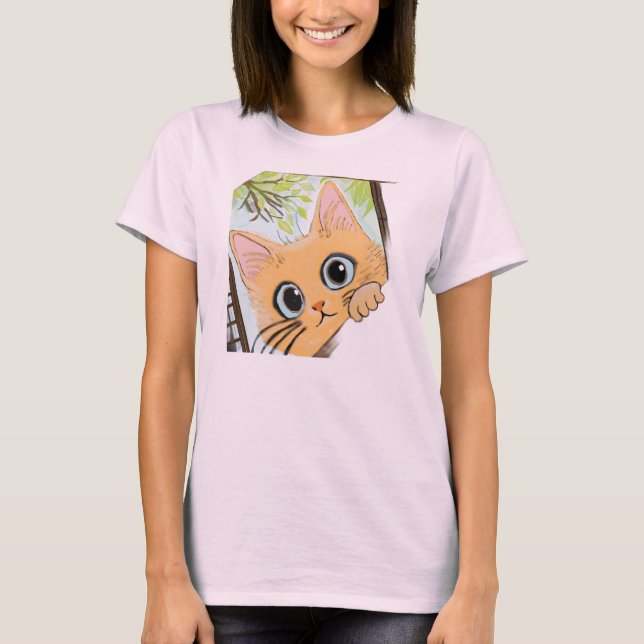 Camiseta Peekaboo Kitten - Design de Gato Bonito para Bebês (Frente)