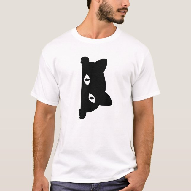 Camiseta Peeking de Gato Negro (Frente)