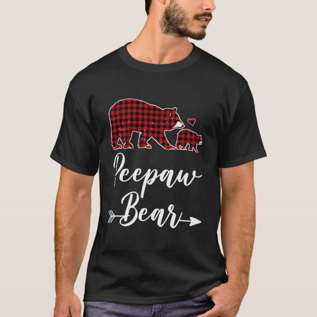 Camiseta Peepaw Bear Christmas Pajama Red Xadrez Correspond (Frente)