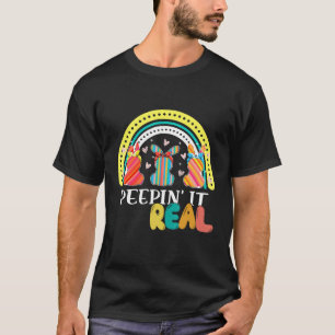 Camiseta Peepin It Real Felz pascoa Bunny Egg Hunt Rainb