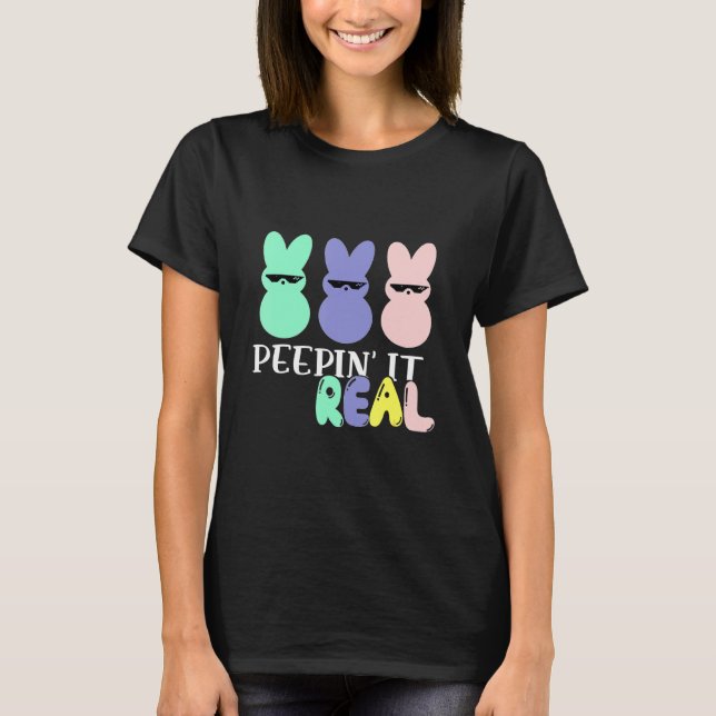 Camiseta Peepin It Real Felz pascoa Day Bunny Egg Hunt Dive (Frente)