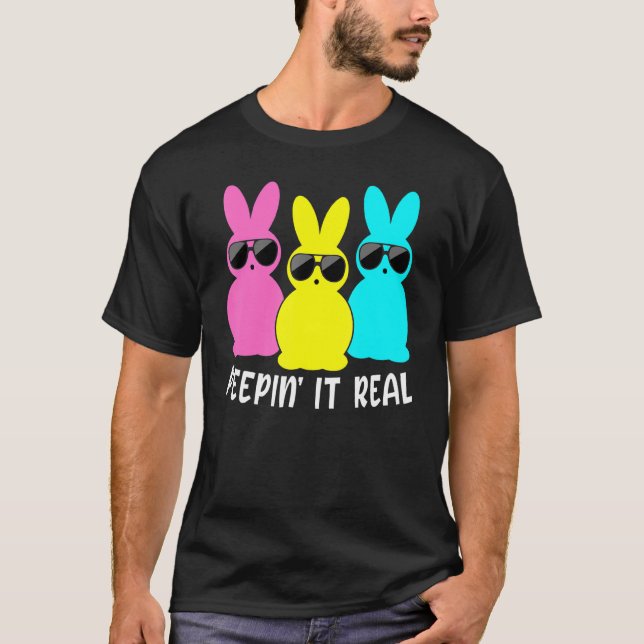 Camiseta Peepin'It Real Bunnies Felz pascoa Bunny For Eas (Frente)