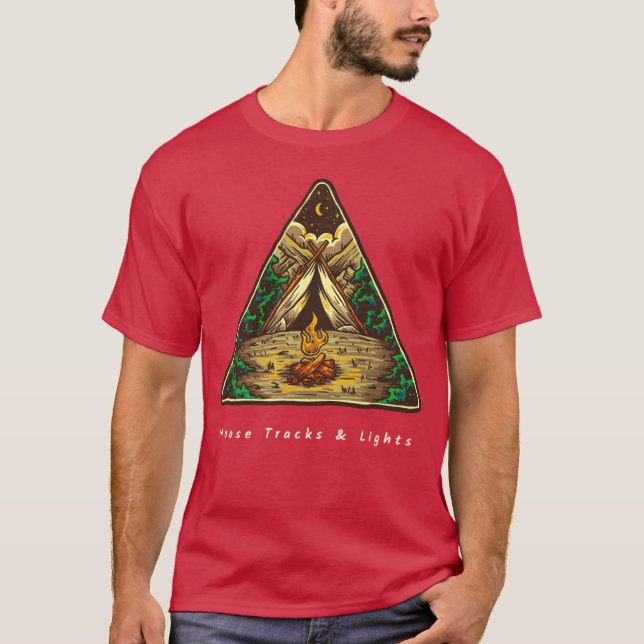 Camiseta Pegadas de alce acampamento leve vintage (Frente)