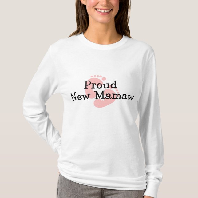 Camiseta Pegadas do Bebê Menina Nova Mamãe Orgulhosa (Frente)