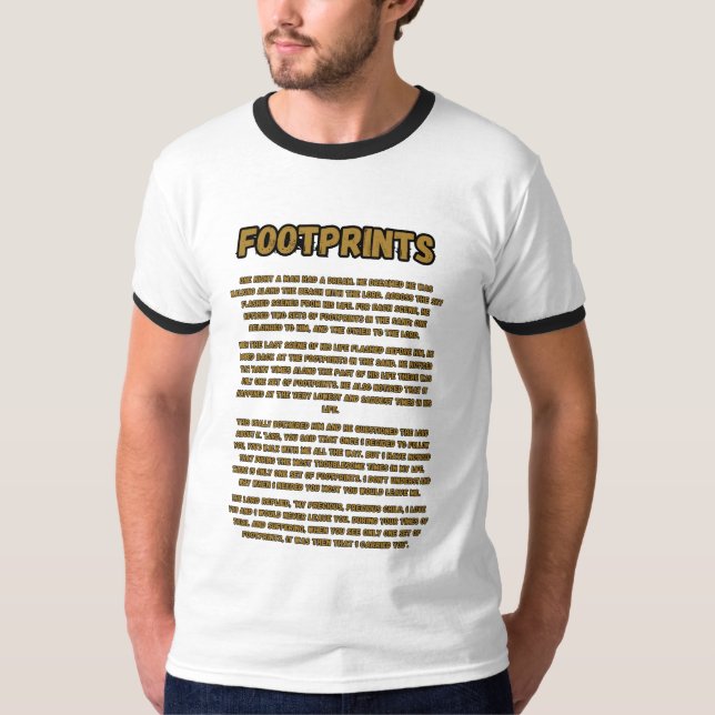 Camiseta Pegadas Na Areia De Oração. (Frente)