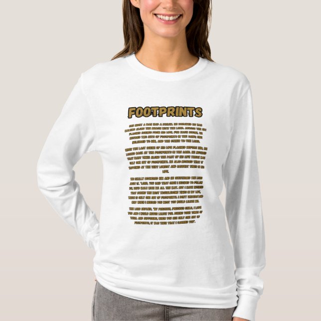 Camiseta Pegadas na camisa-T da Mulher Oradora (Frente)