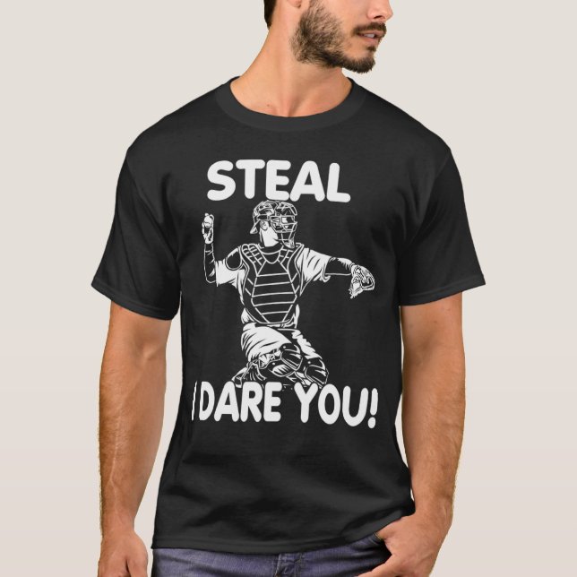 Camiseta Pegando Baseball Softball Catcher STEAL... (Frente)