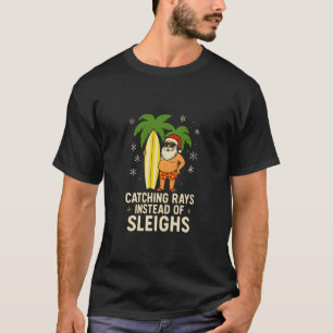 Camiseta Pegando Raios Em vez De Trenós Natal Divertido Em