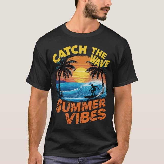 Camiseta pegar As Ondas Vibrações de Verão (Frente)