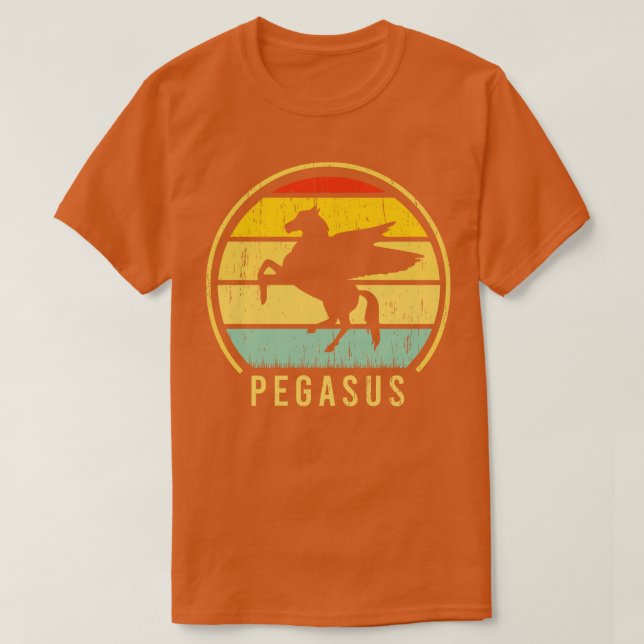 Camiseta Pegasus Horse crachá em angústia retrógrado (Frente do Design)