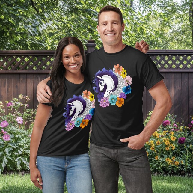 Camiseta Pegasus Preto Floral (Criador carregado)