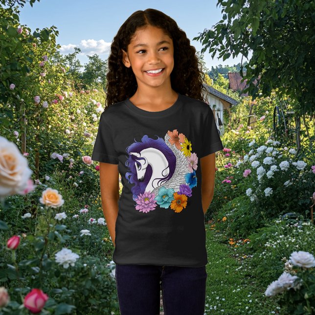 Camiseta Pégasus Preto Floral (Criador carregado)