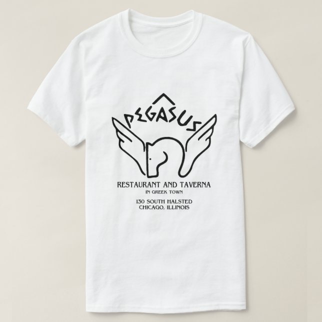 Camiseta Pegasus Restaurant e Taverna, Chicago, IL (Frente do Design)