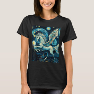 Camiseta Pegasus Sob O Gráfico De Arte Da Noite Estrelada