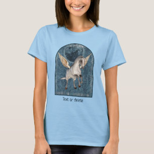 Camiseta Pégasus Voador Lua Azul Fantasia Arte de Cavalo