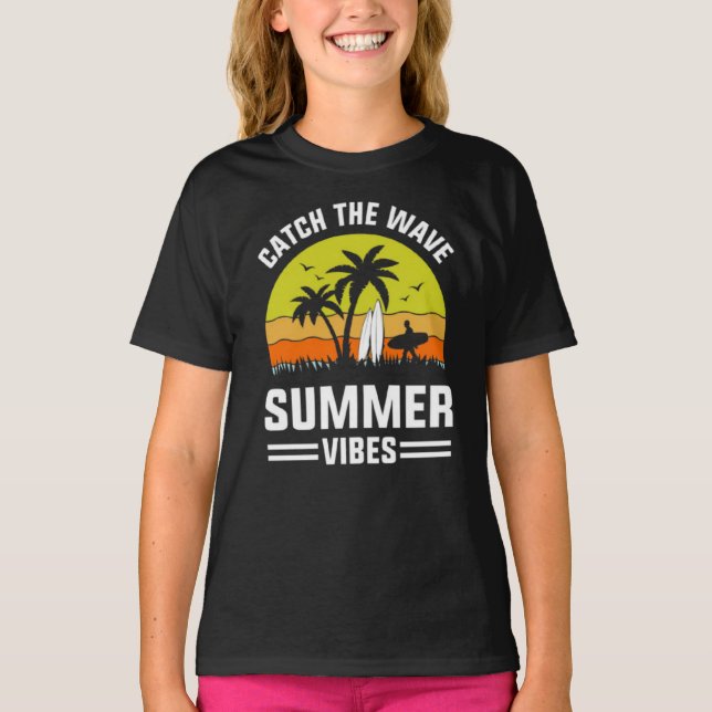 Camiseta Pegue a Onda Vibrações de Verão-64193 (Frente)