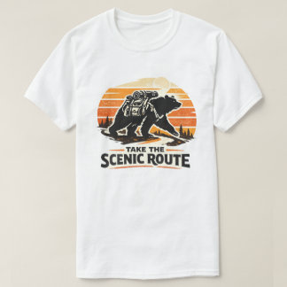Camiseta Pegue a Rota Panorâmica Urso Hiking Retro Ao Ar Li