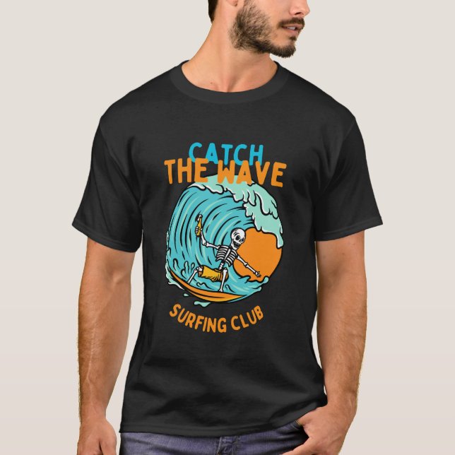 Camiseta Pegue o clube de surfe de ondas (Frente)
