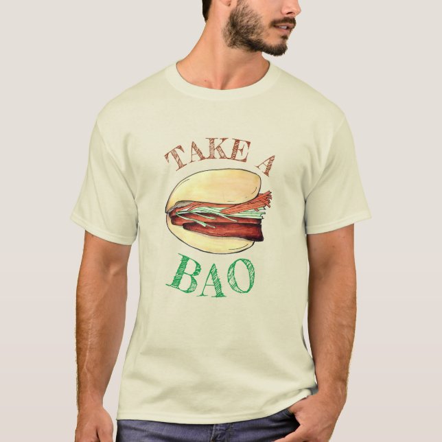 Camiseta PEGUE UMA Comida BAO BAO Bun Chinês de Taiwan (Frente)